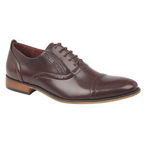 Goor Mens Capped Lace Oxford Brogue Shoes / Oxblood